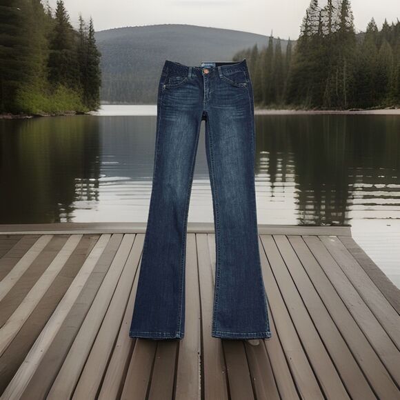 Democracy Ab Solution Bootcut Jeans 0 (27x33) Dark Wash Blue Stretch Denim Women - Picture 1 of 9